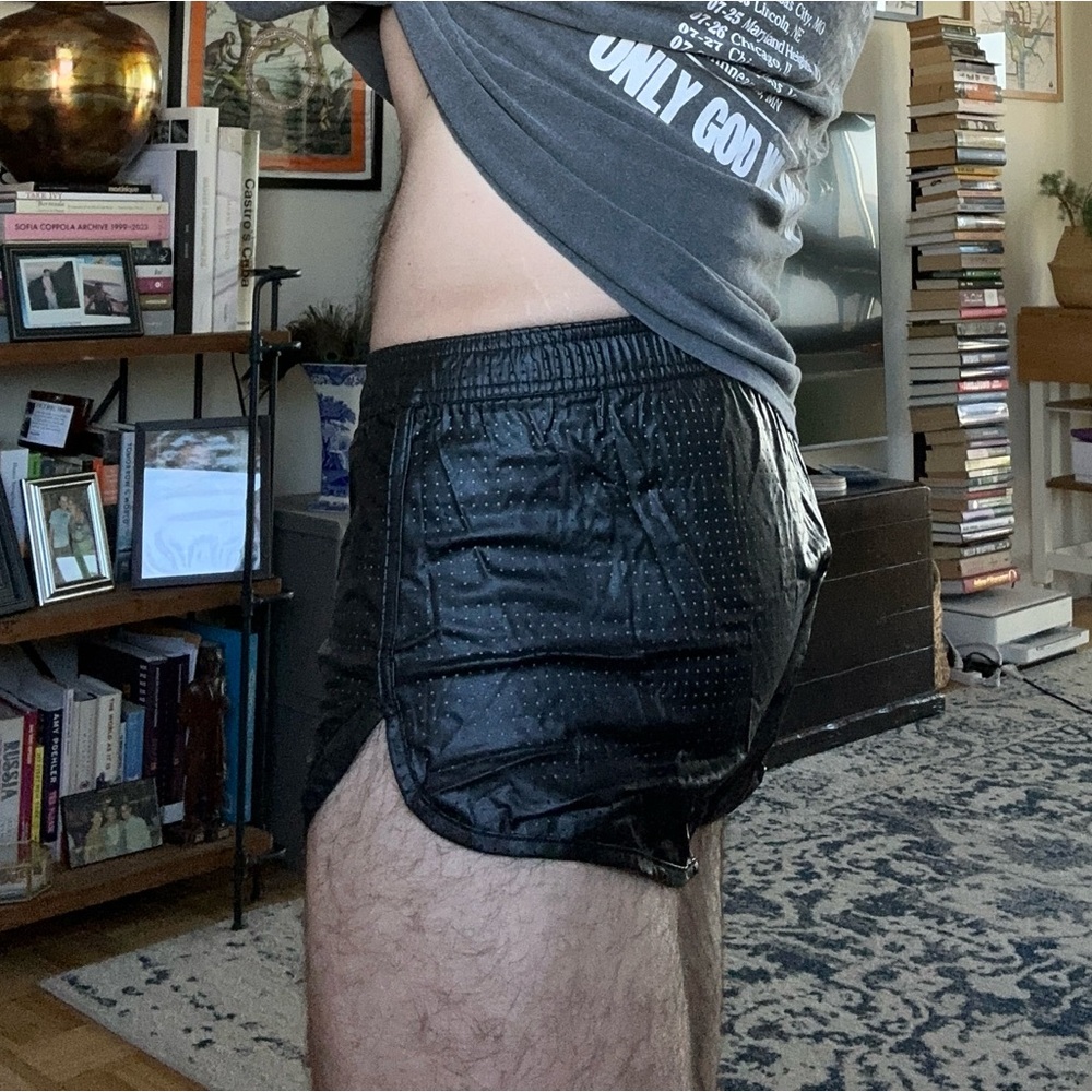 Men’s shorts, perforated vegan leather